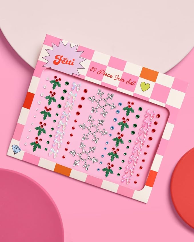 xo, Fetti Holiday Face Gems - 89 pcs. | Christmas Face Stickers, Snowflake Rhinestone Accessory, Winter Wonderland Party Decorations