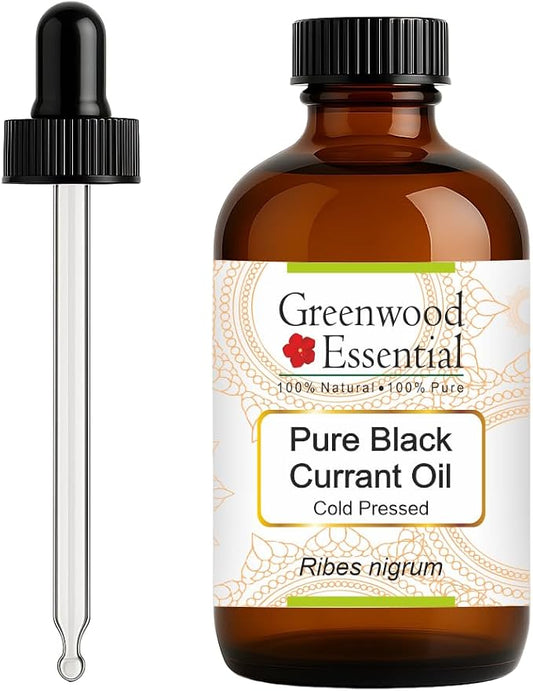 Greenwood Essential Pure Black Currant Oil (Ribes nigrum) with Glass Dropper Cold Pressed 120ml (4 oz)