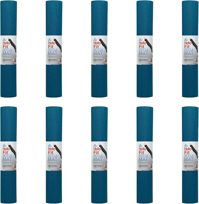 10-Pack Yoga Mat, 68" x 24" Non Slip Exercise Mat, 4mm Thick Gym Mat for Fitness and Stretching, Bulk Non Toxic Yoga Mats for Schools and Studios