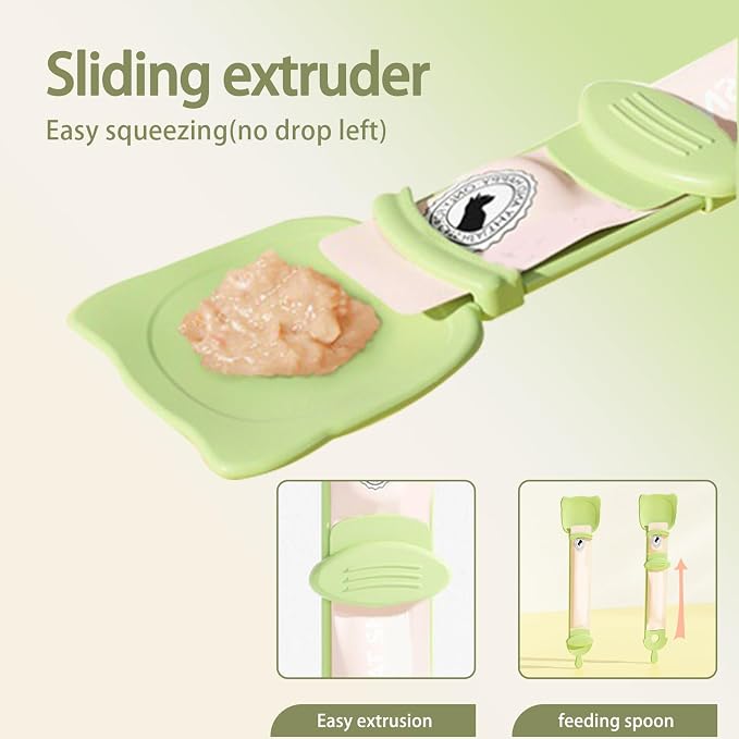 2 pcs Cat Strip Feeders, Cute Cat Head Shape Cat Strip Squeeze Spoons Multifunctional 2-in-1 Cat Food Dispenser Cat Treat Spoons Cat Food Spoons for Wet Food Cat Pet Supplies