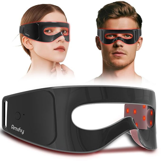 Red Light Therapy for Eyes, LED Eye Mask for Under Eye Bags, Puffiness & Dark Circles, Infrared Light, Women/Men Anti-Aging Rejuvenation Skincare in 3 Mins A Day, Auto-timing, Black