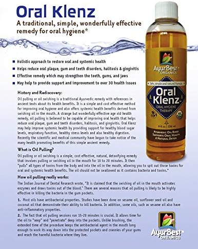 AyurBest Oral Klenz Clove/Oil Pulling, USDA Certified Organic, 8 fl oz