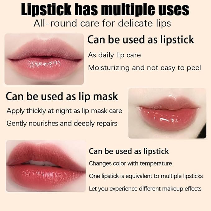 Transferproof Color Changing Lipstick pH Activated Tint Clear Lip stick That Changes Color, Long Lasting 24 Hours Moisturizing Glossy Shine Lip Gloss for Women BalmHymoisturizing