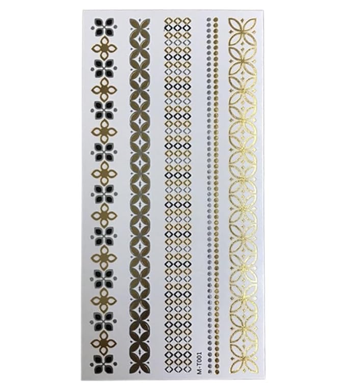 Premium Temporary Tattoos for Women, Body Art Decals, Waterproof Decorative Transfer Stickers (Pattern golder)