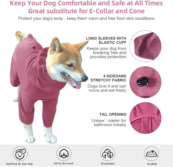 Dog Pajamas for Large Dogs,Extra Large Stretch, Suitable for Adult, Medium-Sized Dogs, Large Pet Jumpsuit Four-Legged Dog Clothes, Pet Clothing. (Red Color, 3XL)