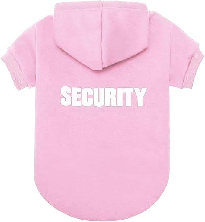 BINGPET Security Dog Hoodie, Pet Sweater Clothes with Leash Hole, Pink | Warm Dog Sweatshirt for Small Medium Large Dogs, All-Season Cold Weather Comfort & Fit, Soft Winter Hooded Pullover Outfit