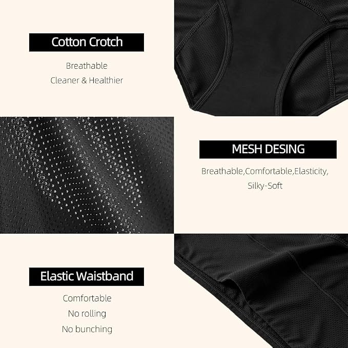 Period Underwear for Women 3 Layers Breathable Menstrual Period Panties