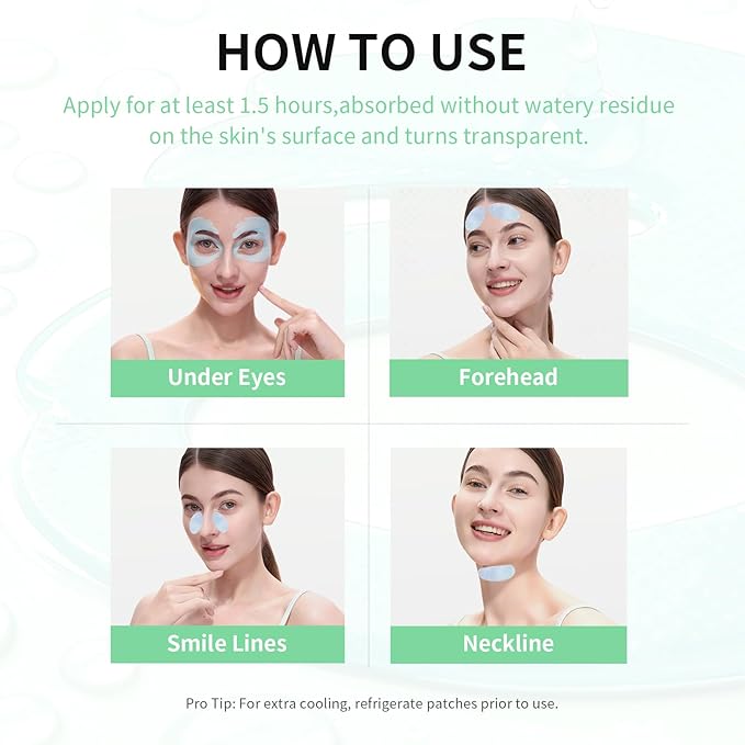 Bio-Collagen OK Eye Mask, Firming & Hydrating Under Eye Patches for Puffy Eyes and Dark Circles, Deep Moisturizing & Soothing Eye Mask for Women and Men - 6 Pairs, Calm Green