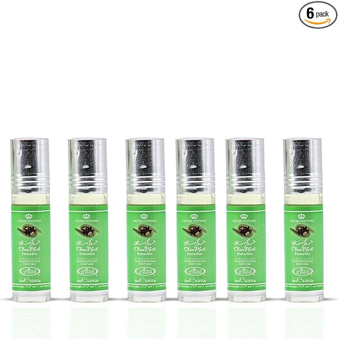 Al-Rehab Choco Musk Pistachio Perfume Oil Roll-On - 6ml (0.2 oz) | Nutty Gourmand Fragrance with Pistachio, Chocolate & Vanilla | Sweet, Creamy & Addictive | Long-Lasting Scent (Box of 6)