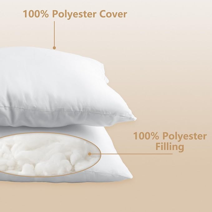 Obruosci Luxury Throw Pillow Inserts, Pack of 6, 20 x 20 inches Hypoallergenic Ultra Soft White Polyester Microfiber Durable Couch Cushion Fillers