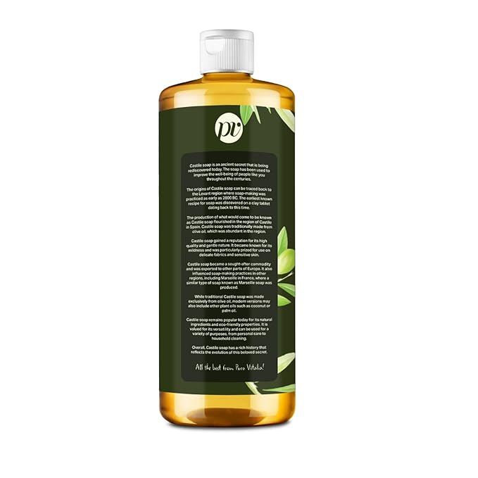 Unscented Organic Castile Soap | Body Wash & Cleanser for Face & Hands | Biodegradable, Eco-Friendly, Palm Oil Free, Vegan & Gentle | Made with 6 Natural Ingredients | 16 oz