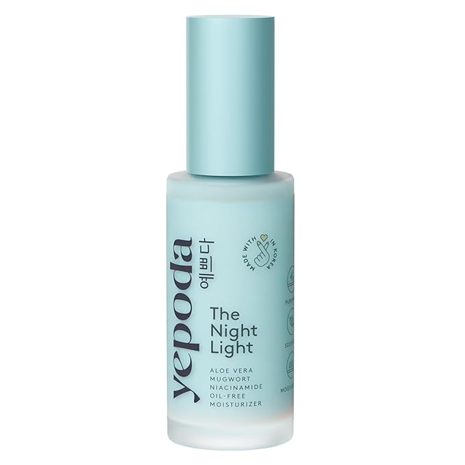 Yepoda The Night Light, Oil-Free Soothing & Clarifying Night Moisturizer with Aloe Vera, Mugwort & Niacinamide, Hydrating Vegan Korean Facial Moisturizer for All Skin Types, 1.69 FL. OZ. (50 ml)