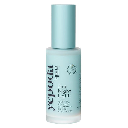 Yepoda The Night Light, Oil-Free Soothing & Clarifying Night Moisturizer with Aloe Vera, Mugwort & Niacinamide, Hydrating Vegan Korean Facial Moisturizer for All Skin Types, 1.69 FL. OZ. (50 ml)