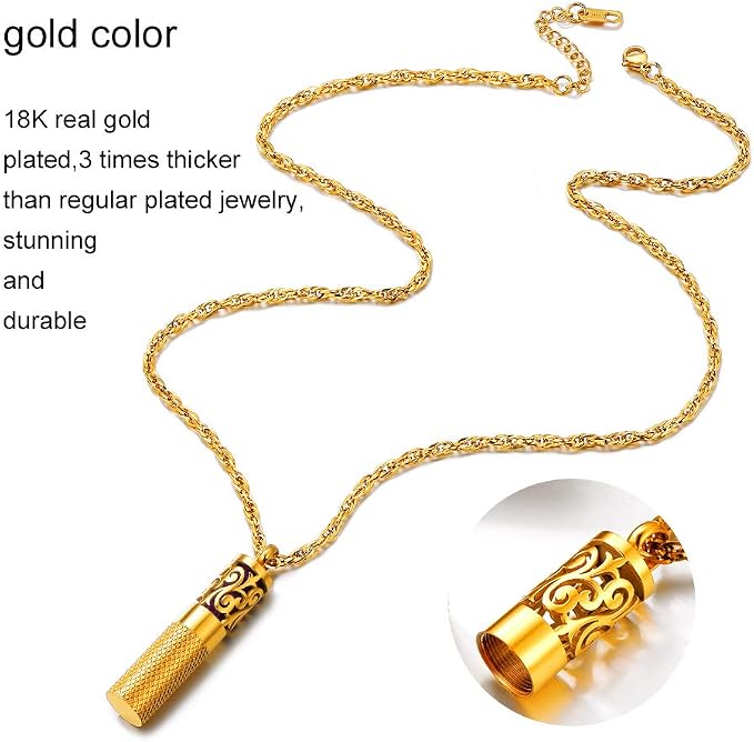 PROSTEEL Diffuser Necklace Men Jewelry Essential Oil Perfume Bottle Round 18K Gold Plated Aromatherapy Necklaces for Women