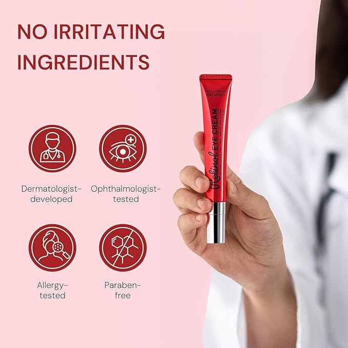 Retinol Eye Cream Anti Aging: Instant Eye Tightener & Wrinkle Repair Moisturizer - Under Eye Bags Treatment for Women - Peptide Eye Serum Reduce Dark Circles & Puffiness, 0.85 fl.oz