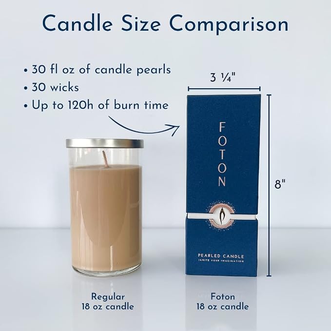 Foton Pearled Candle 18 Oz - Misty Monte Sandalwood Jasmine Scented Non Toxic Luxury Long Lasting Powder Candles up to 120 Hours - Refillable Candle Sand with 30 Wicks for Candle Making