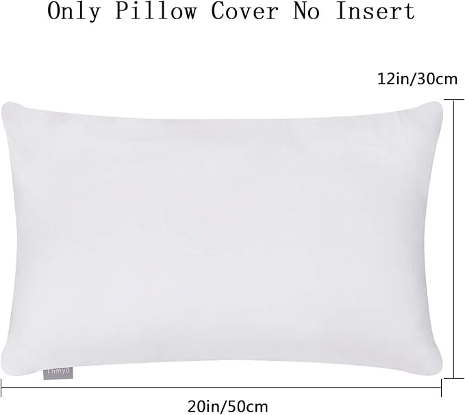 Thmyo 4-Pack 100% Cotton Lumbar Comfortable Solid Decorative Throw Pillow Case Rectangle Cushion Cover DIY Throw Pillowcase for Sofa Bed(Only Covers,Not Pillow Shams)(12x20inch/30x50cm,White)