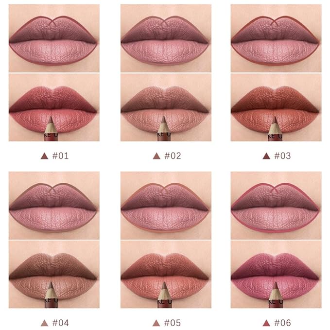 12 Pcs Colors Lip Liner Lipstick Pencils Set Pack for Shaping & Sculpting Lips,Natural Maroon Dark Red Nude Beige Chocolate Brown Plum Matte Pigmented Lipliners Crayon Lipstick