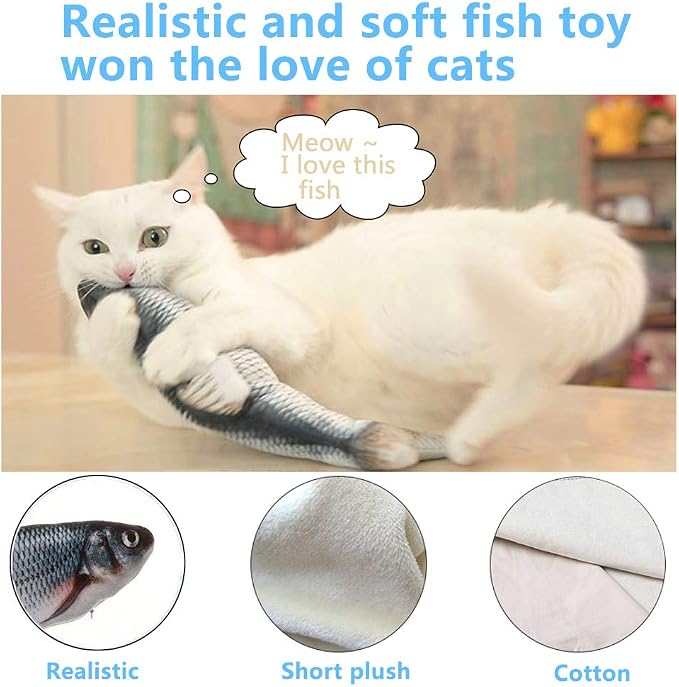 Tocirelo Cat Toys Flopping Fish with Catnip, Moving Interactive Cat Toy