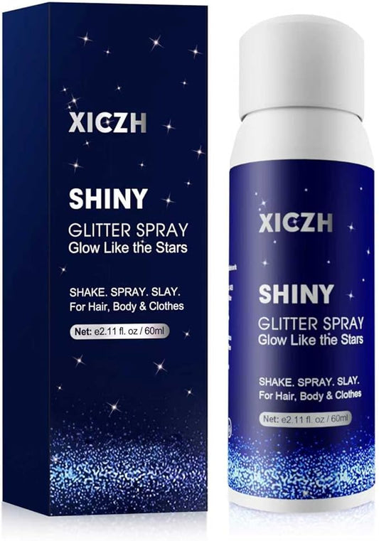 Body Glitter Spray, Glitter Spray for Hair Clothes and Body, Holographic Silver Glitter Hairspray for Grils – Festival, Rave, Prom, Stage, Nightclub, Cosplay Party Makeup 60ML