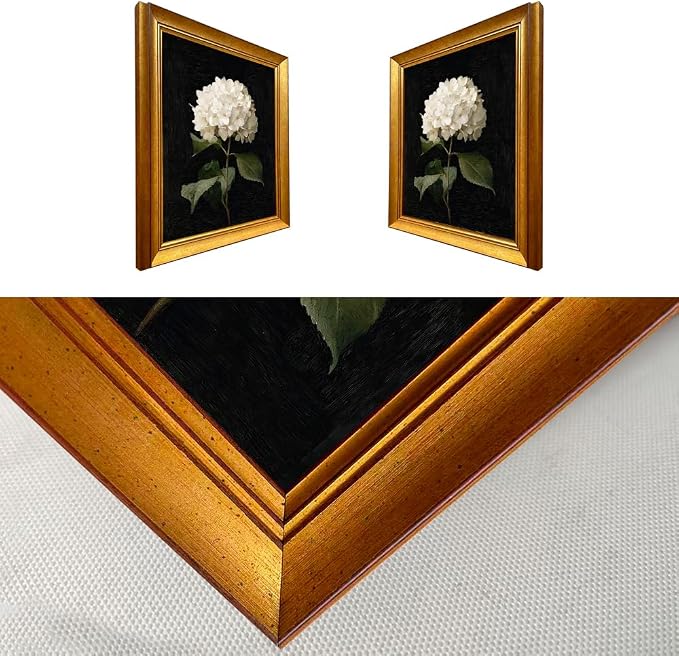 Hydrangea Floral Wall Art Vintage Flower Oil Painting Gold Framed Picture Wall Decor Artworks for Home Decor