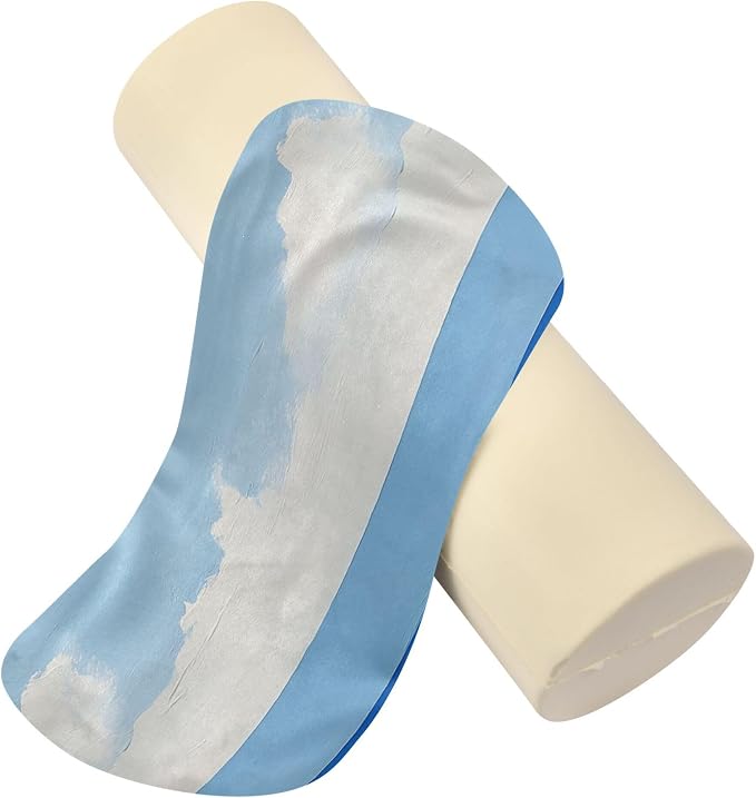 Bolster Pillow for Bed Small Neck Roll Pillow Round Pillows for Couch Cylinder Pillows Decorative Bolster Cover with Zipper Light Blue Stripe