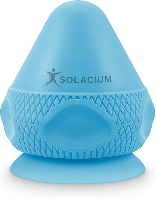 Solacium Mountable Massage Therapy Tool - Multi-Surface Suction Cup Wall Massage Tool for Sore Muscles, Myofascial Release, Stress Relief, Trigger Point and Deep Tissue Massage (Light Blue)