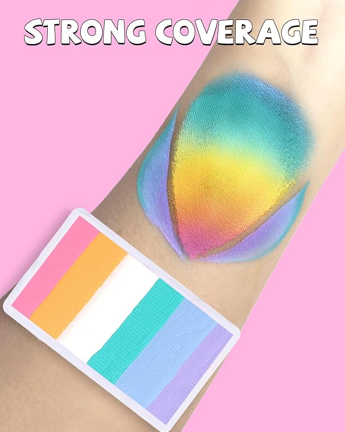 Anka Bella Professional Water Activated Rainbow Cake Face Paint（Pink Yellow）50gm,Hypoallergenic, Non-Toxic,Face Body Painting Makeup