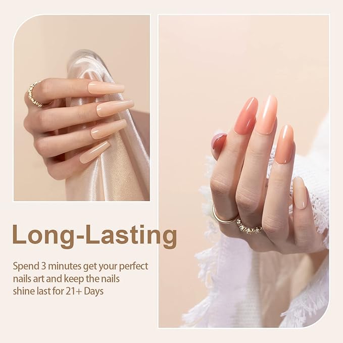 RARJSM Nude Gel Polish Set Pinky Purple Jelly Gel Nail Polish of 6 Transparent Colors Clear Apricot Orange Sheer Brown Coffee Summer Autumn LED UV Soak Off French Manicure Curing Requires 7.5ml
