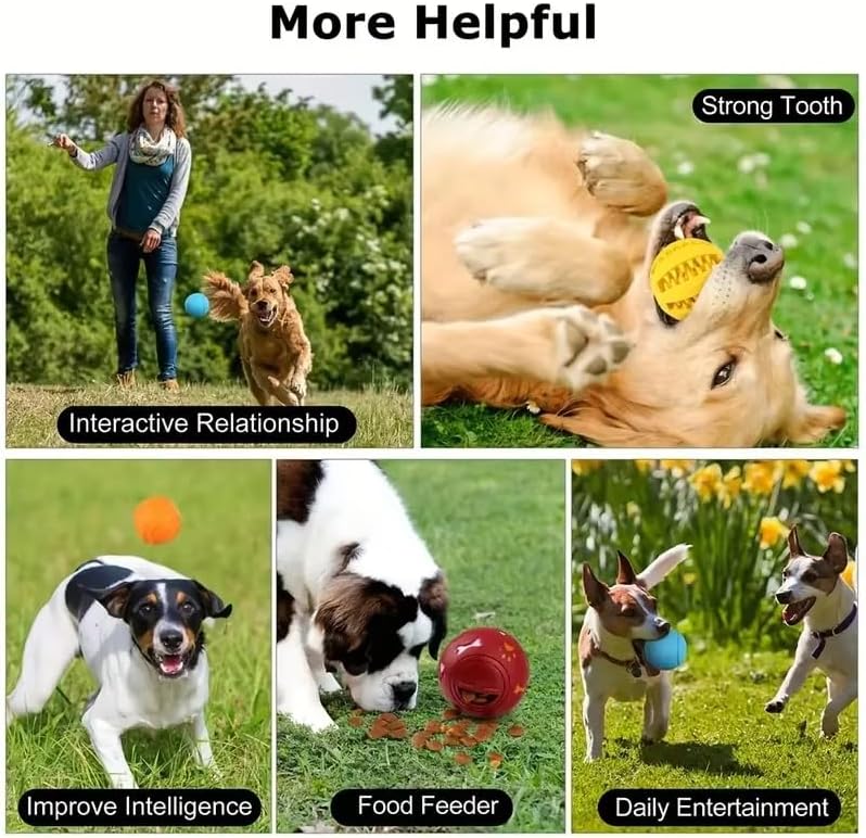 Interactive Pet Toy Balls,Treat Dispensing Ball for Dogs, Dog Balls for Training/Playing/Chewing, Dog Balls for Teeth Cleaning & Massage, Pack of 3 Assorted Colours,3inch/2.5inch/2 inch