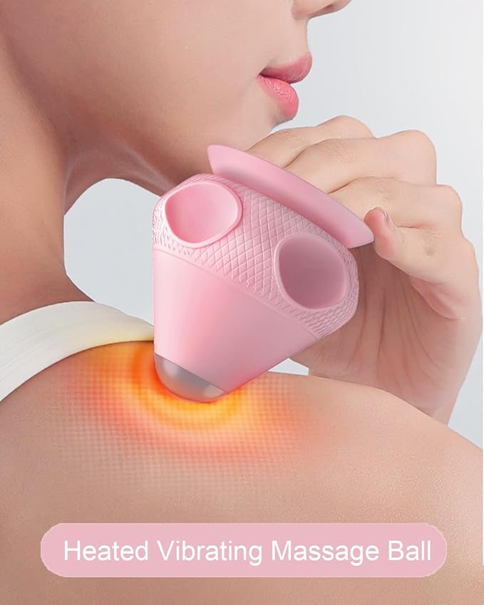 Vibrating Massage Ball with Heat & Suction Cup, Self-Massage Tool for Deep Tissue Muscle Relief, Hands-Free Physio Recovery for Back, Neck, Legs, Portable Heated Trigger Point Massager