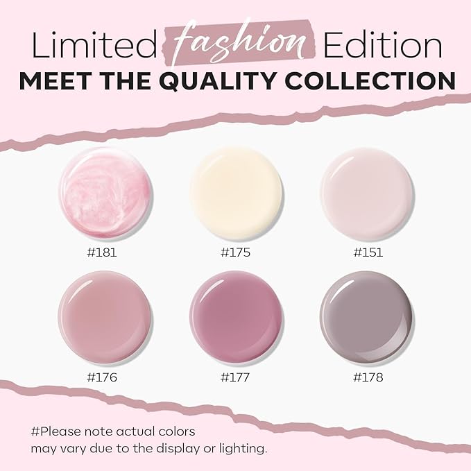 modelones Nail Polish Set 6 Colors, Pearl Pink Grey Beige Mini Quick Dry Nail Lacquer Kit, Bubble Bath Shimmer Pearlescent DIY Home Salon Nail Art Manicure Gift for Women Girls