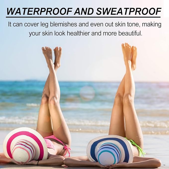 Leg Makeup, Flawless Looking Leg and Body Makeup Waterproof No Transfer Tattoos and Scar Cover up Concealer. (2# Medium Golw)
