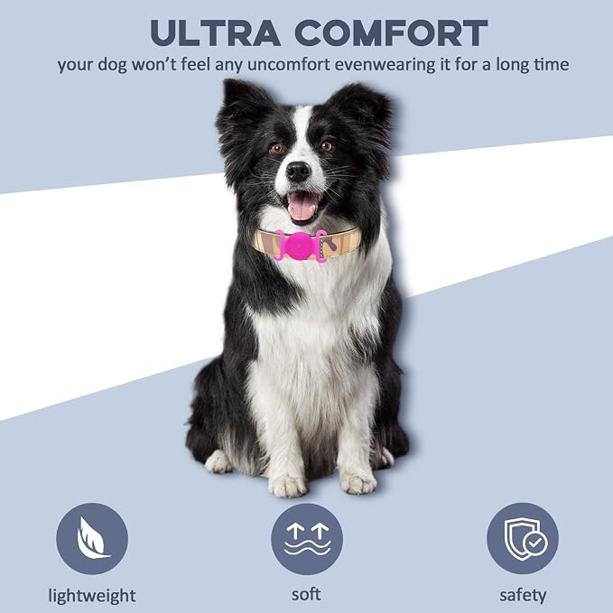 GPS Tracker for Dogs, Mini GPS Pet Tracker with Silicone Cover, IPX8 Waterproof GPS Tracker for Kids,No Monthly Fee,Work with Apple Find My(iOS Only),Dog Tracker Finder Tracker Pets-YGPink-3