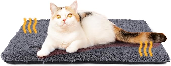 Mora Pets Self Warming Cat Bed Self Heating Cat Dog Mat Pet Pad Extra Warm | Self Heated Cat Bed for Indoor Outdoor Pet House, Removable Washable Cover, Non Slip Bottom, Crinkle-Free, No Plug, 24 x 18