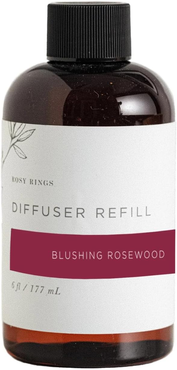 Rosy Rings Fragrance Diffuser Oil Refill 6oz - Aromatherapy, Scented Air Freshener Deodorizer Oil, Scented Refill for Home Kitchen Living Room Decor Gifts Humidifier Essential Oils (Blushing Rosewood)