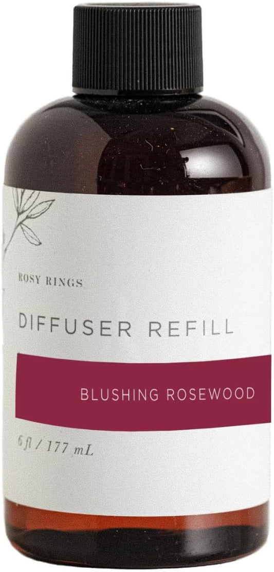 Rosy Rings Fragrance Diffuser Oil Refill 6oz - Aromatherapy, Scented Air Freshener Deodorizer Oil, Scented Refill for Home Kitchen Living Room Decor Gifts Humidifier Essential Oils (Blushing Rosewood)