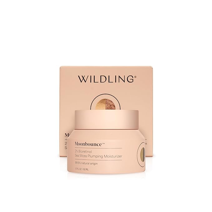 WILDLING Moonbounce 2% Bioretinol Plumping Moisturizer I Rock Samphire, Irish Sea Moss, Marshmallow Root, Moonstone I Hydrates, Boosts Elasticity, Firms I 99.5% Natural, Vegan, Cruelty Free (1.7fl oz)