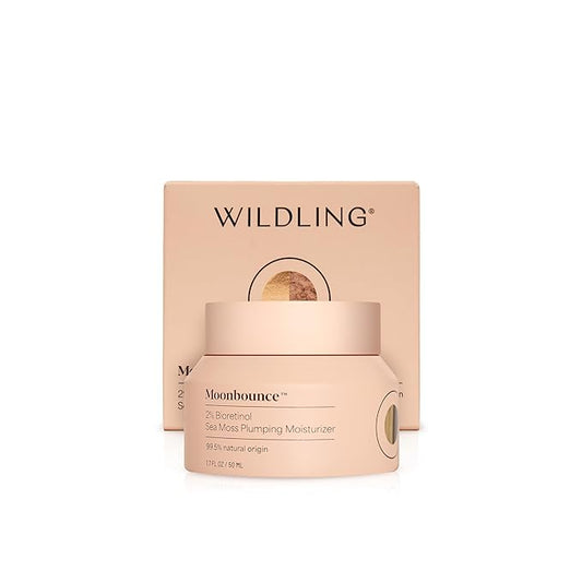WILDLING Moonbounce 2% Bioretinol Plumping Moisturizer I Rock Samphire, Irish Sea Moss, Marshmallow Root, Moonstone I Hydrates, Boosts Elasticity, Firms I 99.5% Natural, Vegan, Cruelty Free (1.7fl oz)