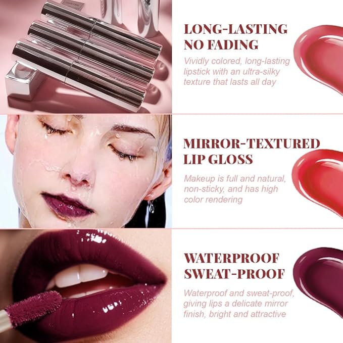 Full-On Plumping Liquid Lip Gloss, Plum Hydrating Lip Plumper Lip Blam Lipstick, High-Shine Tinted Formula for Fuller, Nourishes, Moisturizes & Softens Lips, Cruelty-Free (Plum)