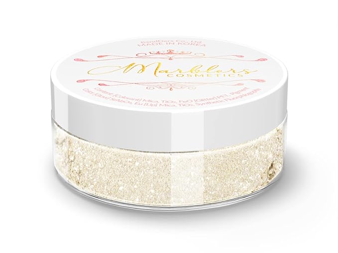 MARBLERS Glitter Mica Powder [Silky Linen] 0.14oz (4g) | Glitter Mica | Highly Pigmented | Non-Toxic, Vegan, Cruelty-Free | Eyeshadow, Body Butter, Nail Polish, Nail Art | Party, Body, Face Makeup