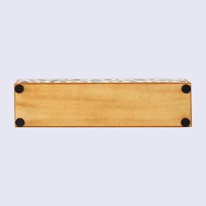 Handicrafts Home Decorative Remote Holder Box 10x2.5 – Slim Organizer Box with Lid for TV Remotes, Coffee Table Décor, Modern Shelf Box, Boho Home Décor Accent, Black and White Decorative Storage Box