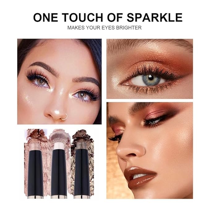 Romantic Red Eyeshadow Stick Makeup, Long-Lasting Waterproof Eye Shadow Pencil, Hypoallergenic Smudge-Proof Glitter Primer Palette Shimmer Eyeliner, Easy to Blend Eye Make Up