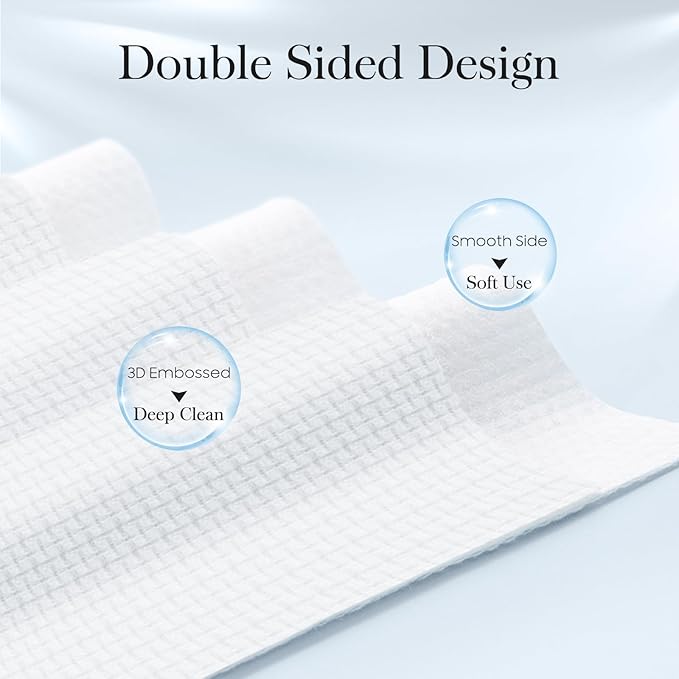4 Pack of 50 count XL Disposable Face Towels 10” x 12”, 100% Viscose Fibre, Soft & Skin Friendly Face Towelettes Disposable, Facial Tissue Wipes for Women Cleansing