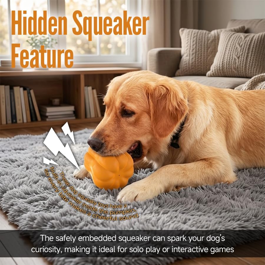 Halloween Dog Toys for Aggressive Chewers, Interactive Dog Pumpkin