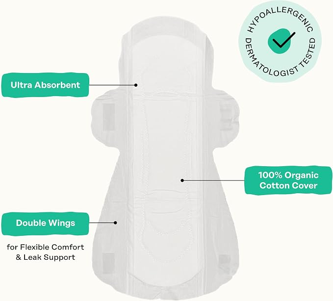 The Honey Pot Company - 64ct - Herbal Pads for Women - Organic Incontinence Daytime w/Wings. Infused w/Essential Oils for Cooling Effect & Postpartum Essentials - Feminine Care