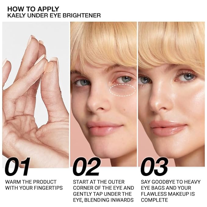 Kaely Under Eye Brightener, Under Eye Concealer for Older Women, Color Correcting Pot Concealer for Dark Circles Brighten Makeup, corrector de ojeras, Vegan & Cruelty-Free, 10 Natural Shimmer