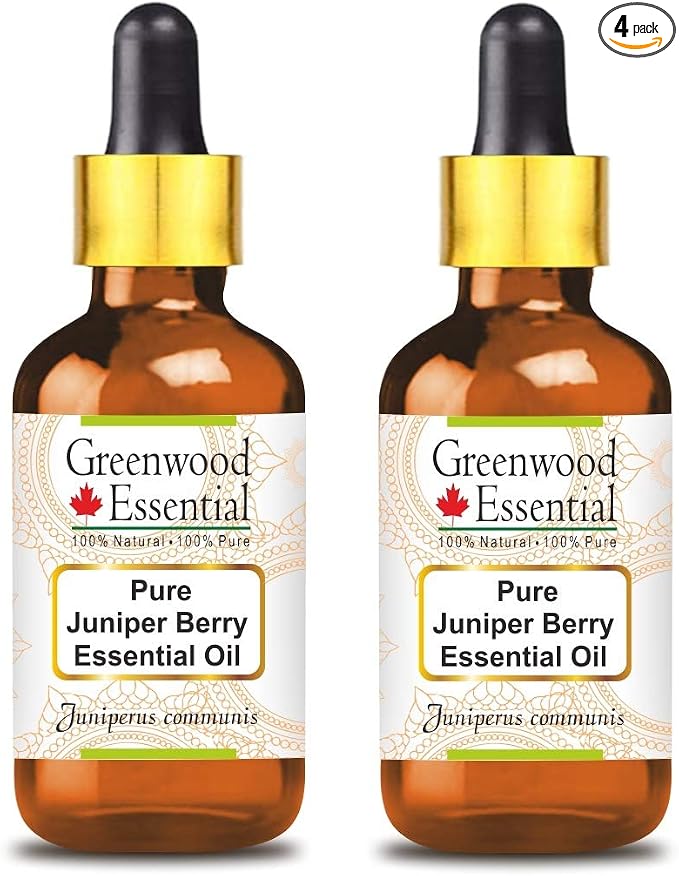 Greenwood Essential Pure Juniper Berry Essential Oil (Juniperus communis) with Glass Dropper Steam Distilled (Pack of Two) 100ml X 2 (6.76 oz)