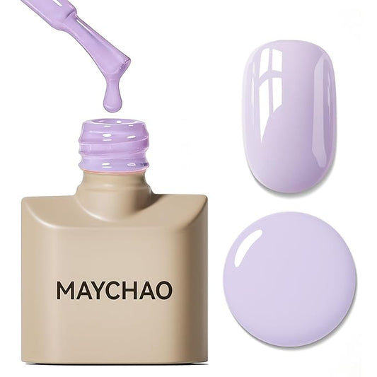 MAYCHAO 15ML Lilac Purple Gel Nail Polish 1Pc Gentle Purple Gel Polish Soak Off UV LED Nail Lamp Curing Nail Polish for Nail Art Manicure Salon DIY at Home, 0.5 OZ