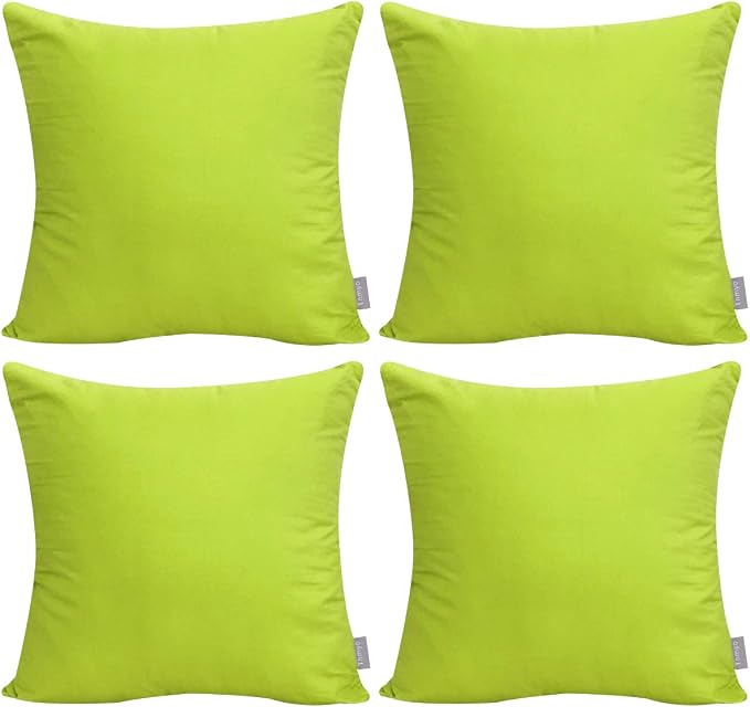 Thmyo 4-Pack 100% Cotton Comfortable Solid Decorative Throw Pillow Case Square Cushion Cover Pillowcase Sublimation Blank Pillow Covers DIY Throw Pillowcase for Couch(22x22 inch/ 55x55cm,Light Green)